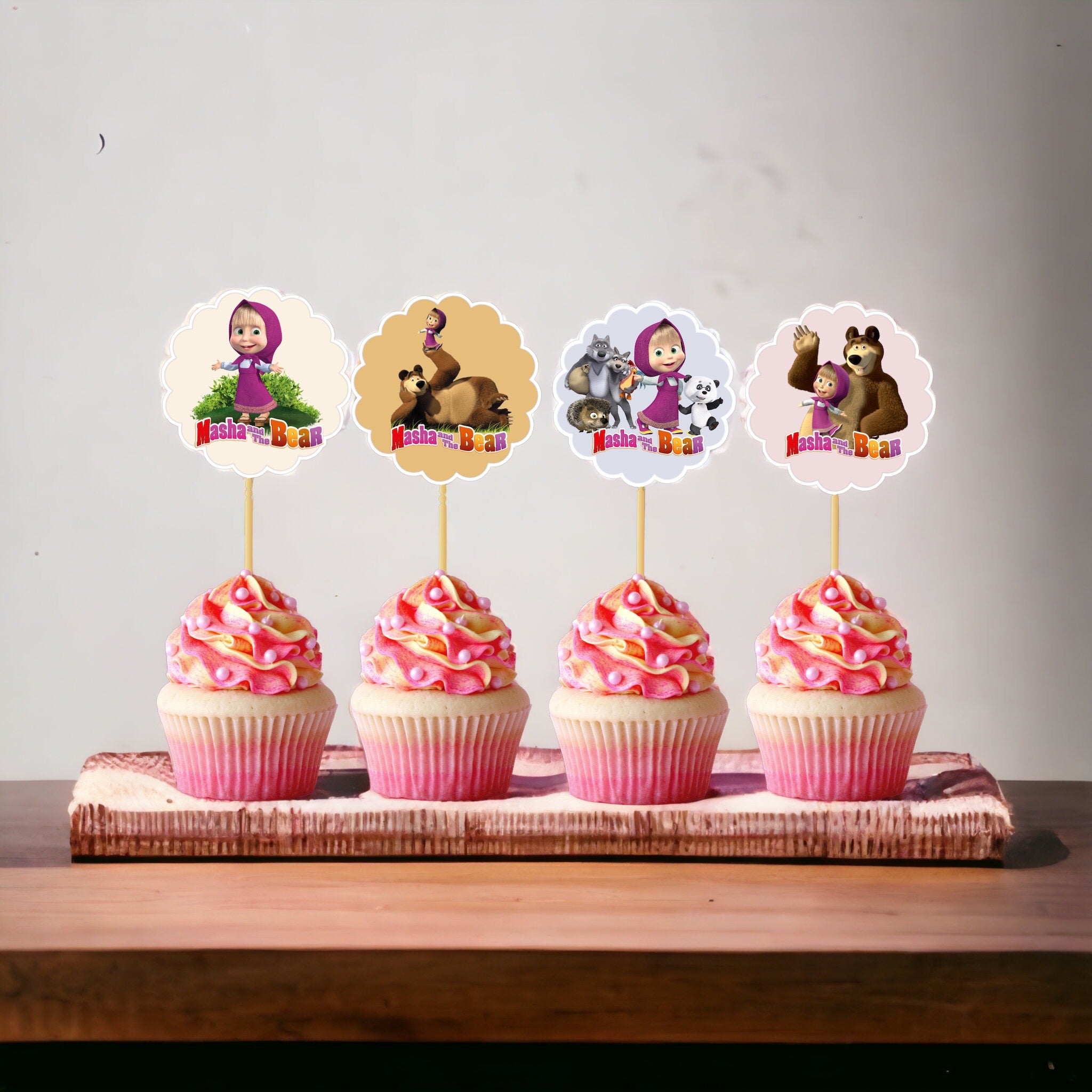 Masha And the Bear Edible Cupcake Toppers – Cakecery