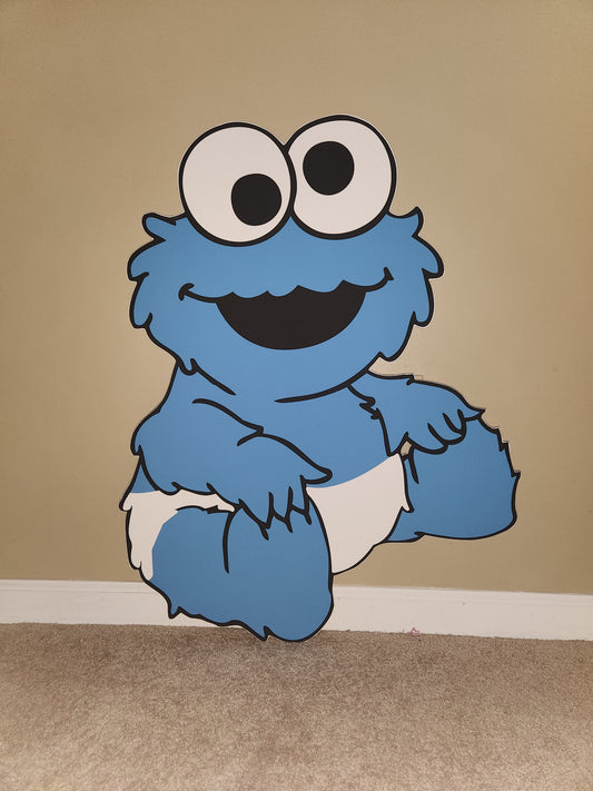 Baby Cookie Monster birthday, baby shower Party prop cutout, Centerpiece, cake topper and party decorations.