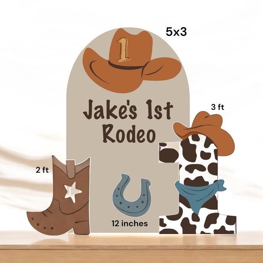 My 1st rodeo birthday party prop centerpieces backdrop set of 3 party decorations.