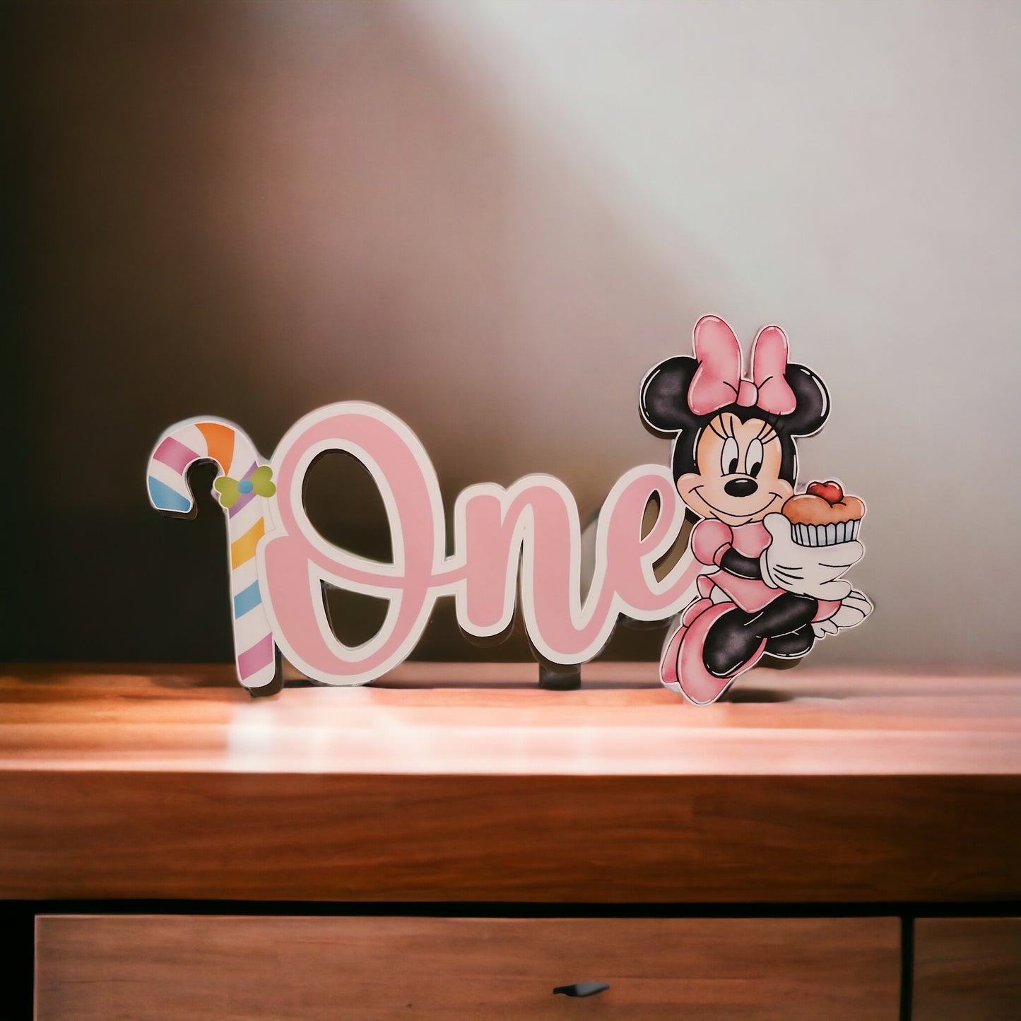 One Minnie Mouse Party Prop Sign, centerpieces, Backdrop and party decor.