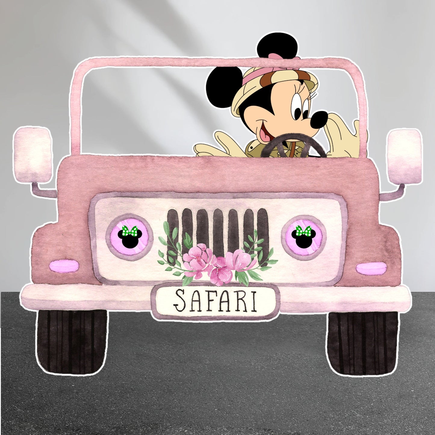 Minnie Mouse pink Safari Jeep Cutout