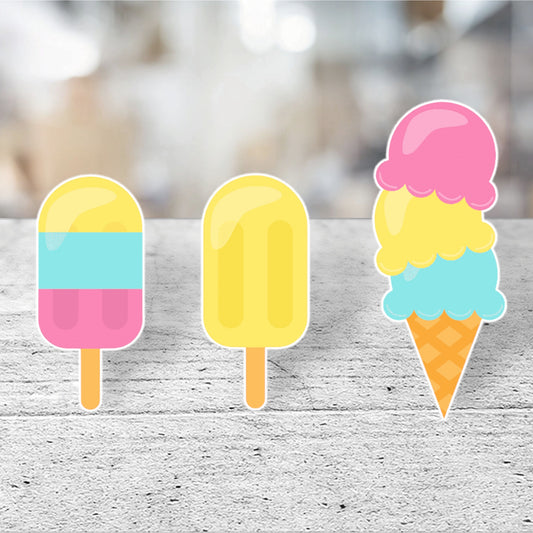 Set of 3 Ice cream Party Prop Cutout