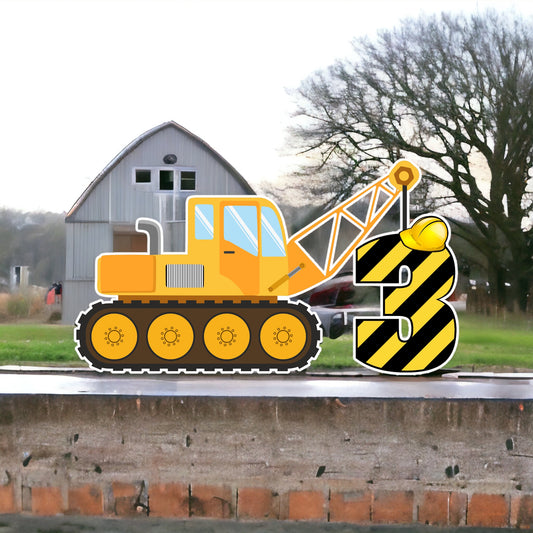 Construction Tractor with custom age party prop cutout