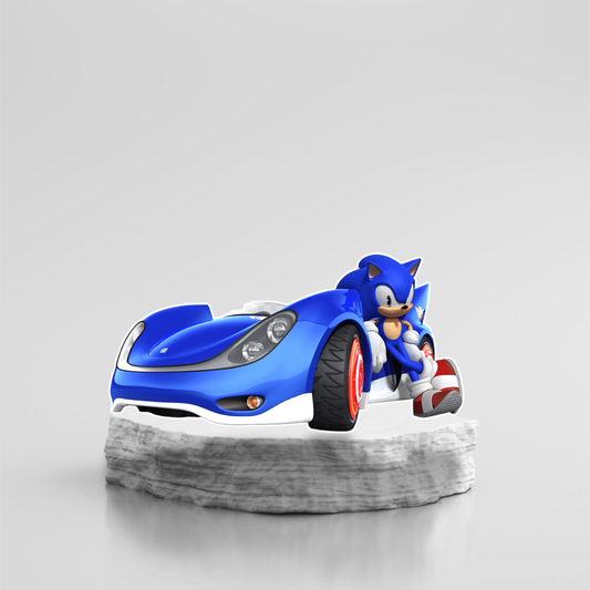 Sonic and his car character foam board cutout