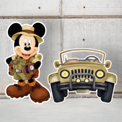 Mickey Safari Jeep Birthday Character Cutout.