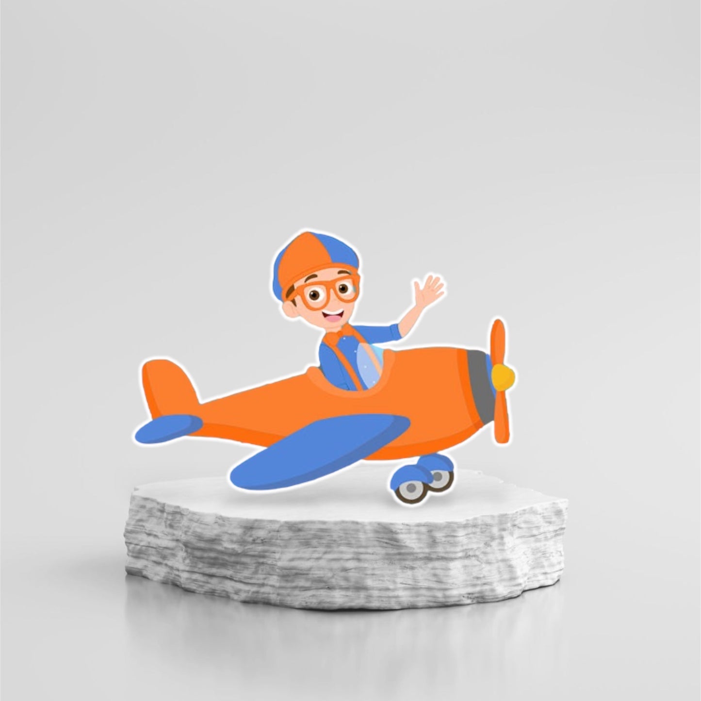 Blippi in  the airplane party prop sign backdrop sign centerpieces backdrop and party decorations.