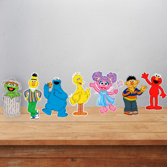 Set of 7 Sesame Street Character Prop Cutouts.