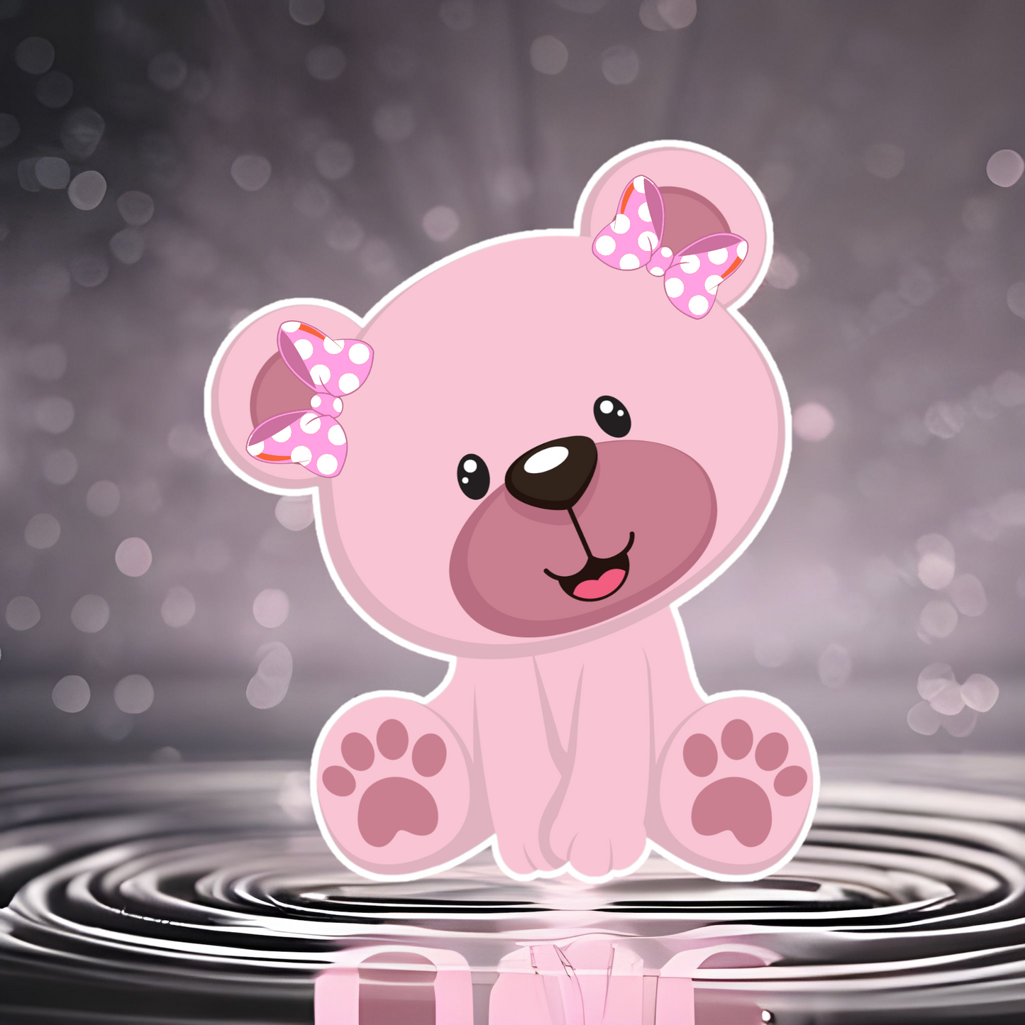 Pink Bear Decor, Baby Bear Cutout for Back Drops, Centerpiece, Party Prop for Birthday, Baby Shower