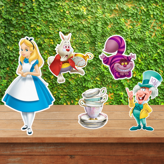 Alice in wonderland Set of of 5 character cutouts.